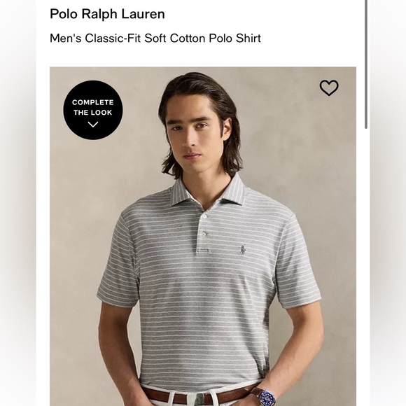 Polo by Ralph Lauren Light Gray Striped Polo Shirt - Picture 1 of 8
